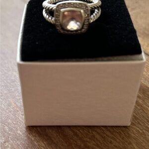 David Yurman petite Albion morganite diamonds Gemstone Ring Sz 7 -7.5